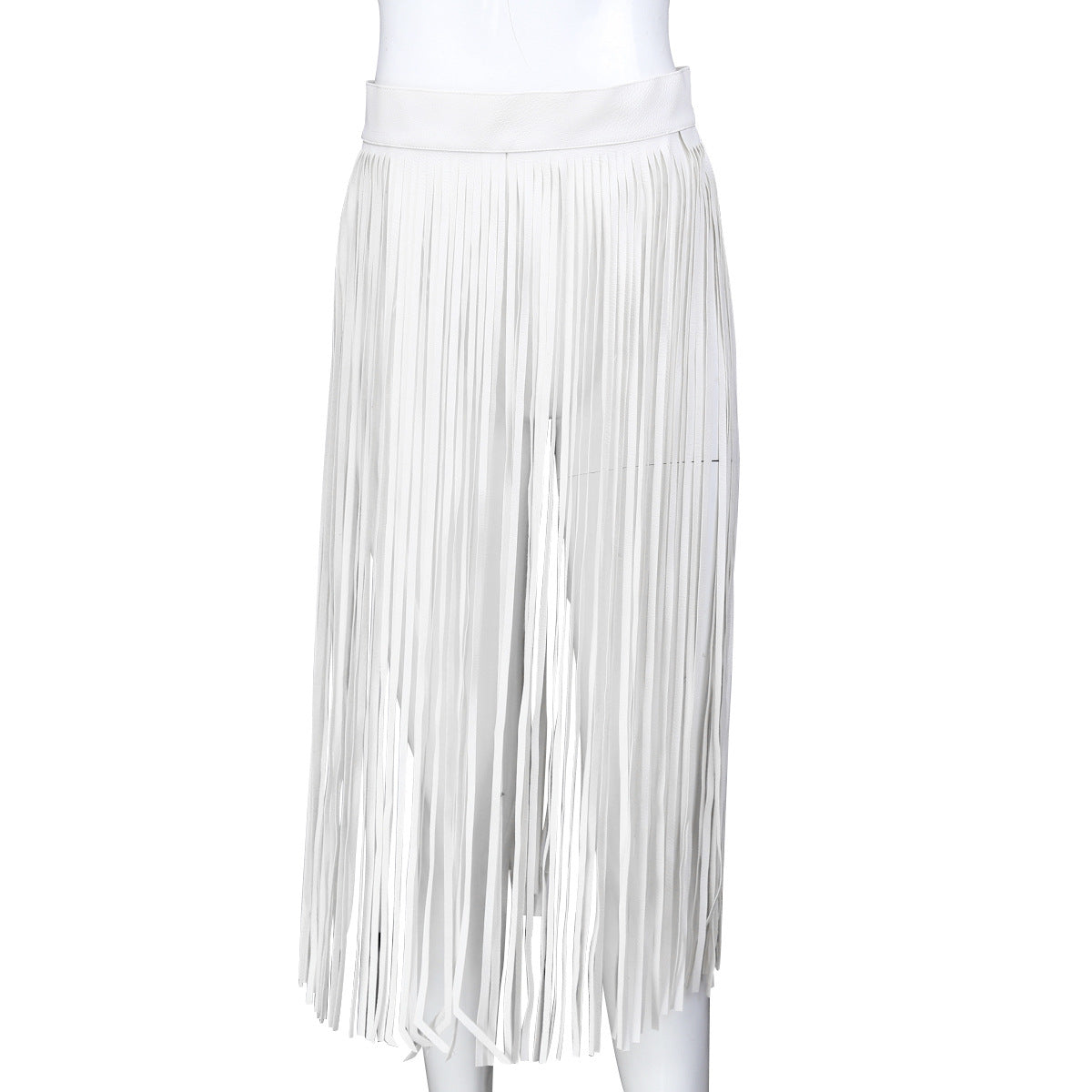 Women's Alternative Bondage Clothing Black White Leather Multiple Fringe Skirts - Chic Boutique